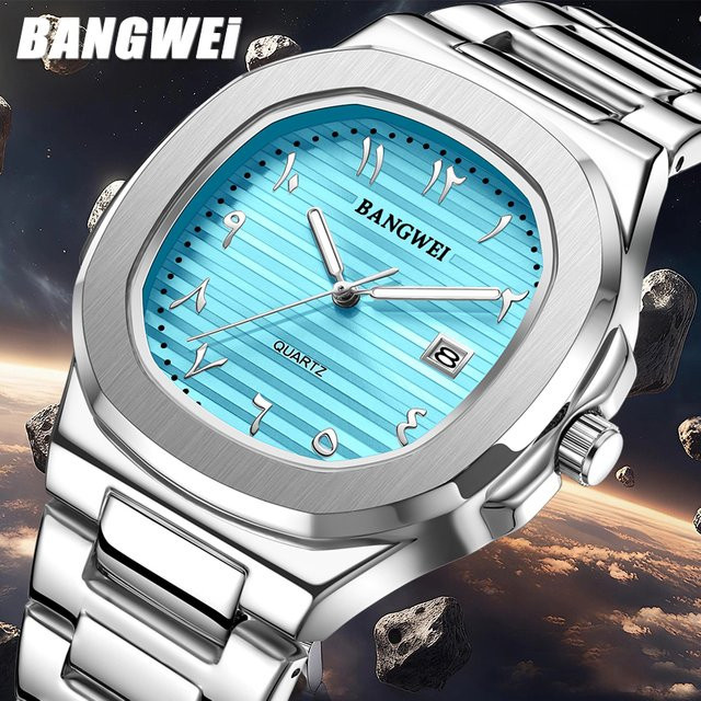 BANGWEI Armbanduhr Edelstahl, Quarz, Blau, Herren - Bild 1