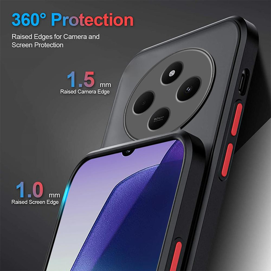 Stoßfeste Armor Matt Handyhülle aus Silikon für Xiaomi Redmi 14C 13C 12C 10C 10A 9C A3 A1 A2 Plus in Schwarz - Bild 5