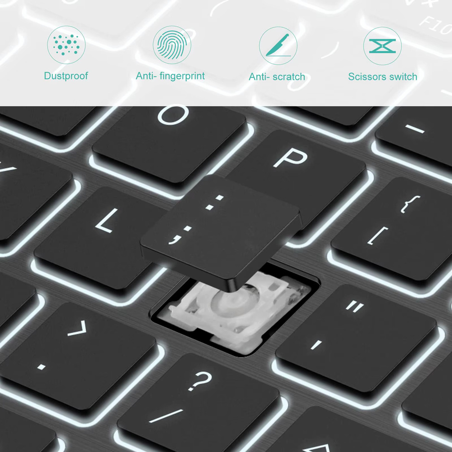 SZEGYCHX Bluetooth-Tastatur und Maus Set mit Hintergrundbeleuchtung für 10 Zoll iPad, iOS, Android und Windows, Schwarz - Bild 4
