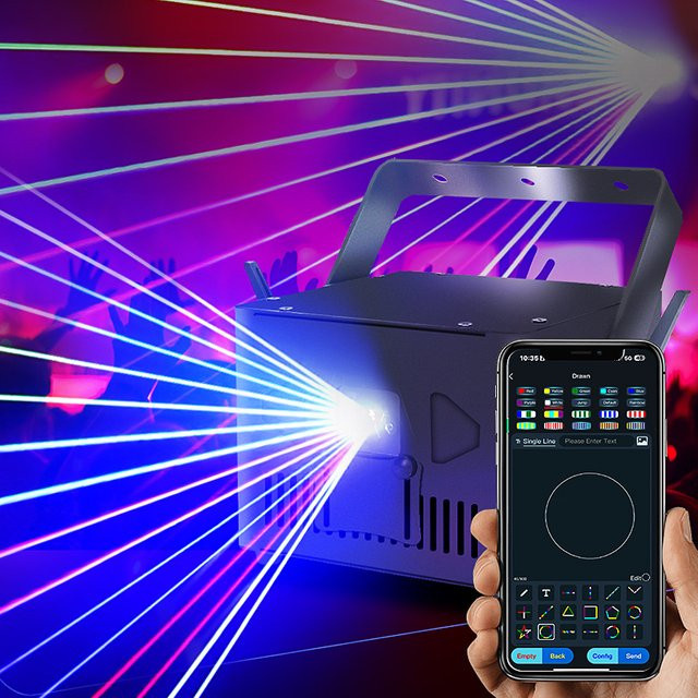 KYAAO 5W Laser Disco Light DMX 3D-Projektor mit App-Steuerung für iOS und Android sowie Sound-Aktivierung für DJ-Partys und Hochzeiten - Bild 1