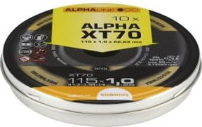 Rhodius ALPHAline XT70 Box Extradünne Trennscheibe für Metall, Schwarz, Durchmesser: 115 mm, Dicke: 1,0 mm, Bohrung: 22,23 mm - Bild 1