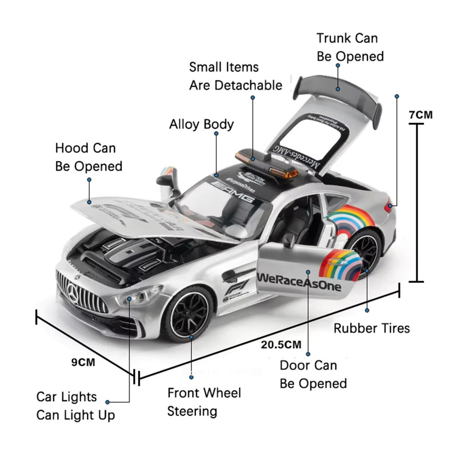 MAKEDA GTR F1 Sicherheit Autos Vision GT, Diecast Modell, 1:24, mit Licht und Sound - Bild 3
