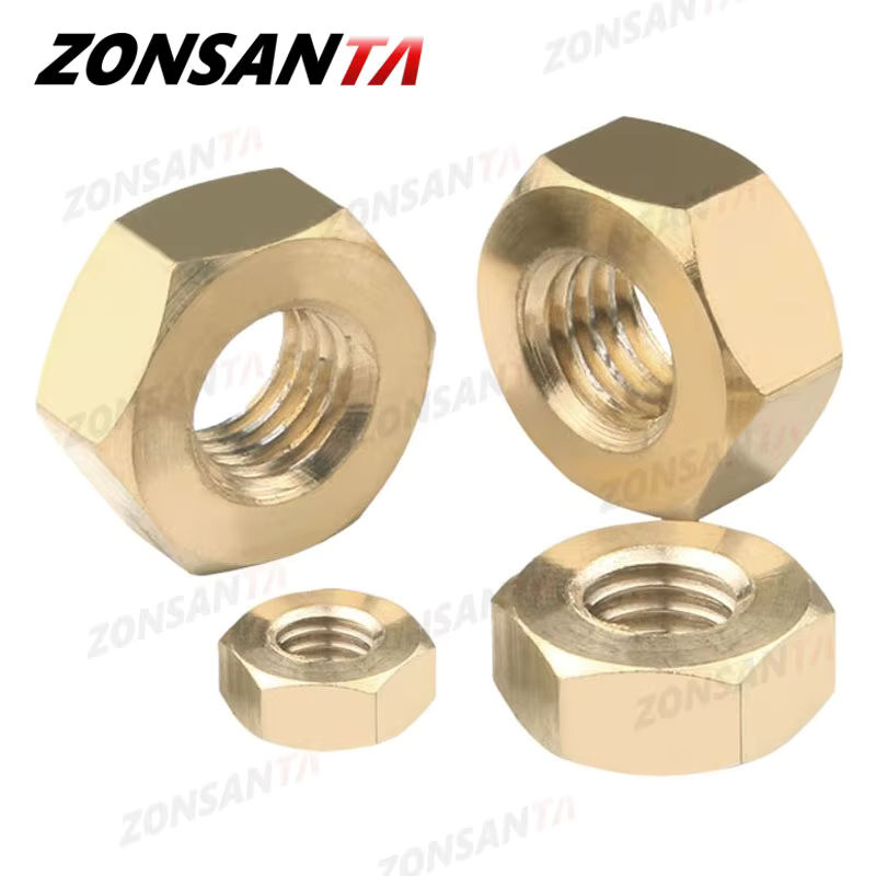ZONSANTA Sechskantmutter DIN934 aus massivem Messing in Gold, M1,6 - Bild 2