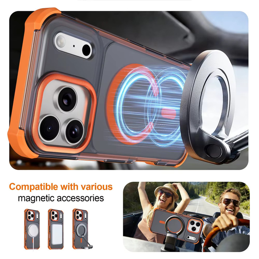 lolozzx MagSafe Armor Handyhülle für iPhone 17 16 15 14 13 12 11 Pro Max Plus – Stoßfeste mattierte Schutzhülle in Grau Transparent - Bild 2