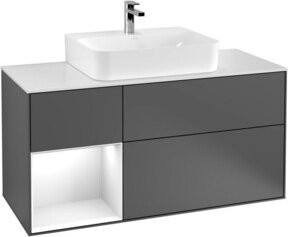V&B Waschtischunterschrank Finion mit Wandbeleuchtung, Anthrazit lackiert, Breite: 120 cm, Tiefe: 50,1 cm, Höhe: 50,1 cm - Bild 1