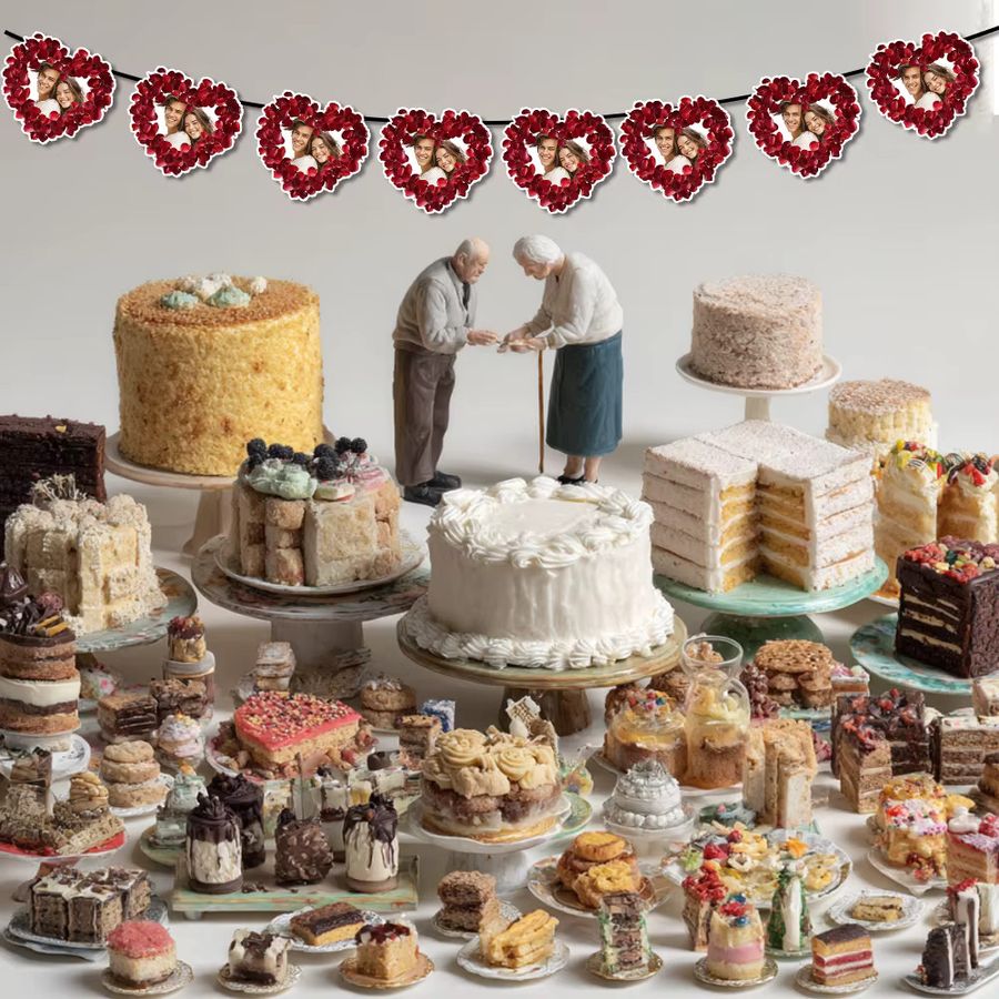 Personalisiertes WEIGAO Foto-Banner in Herzform mit roter Rose als romantische Geschenkdekoration für den Valentinstag - Bild 2