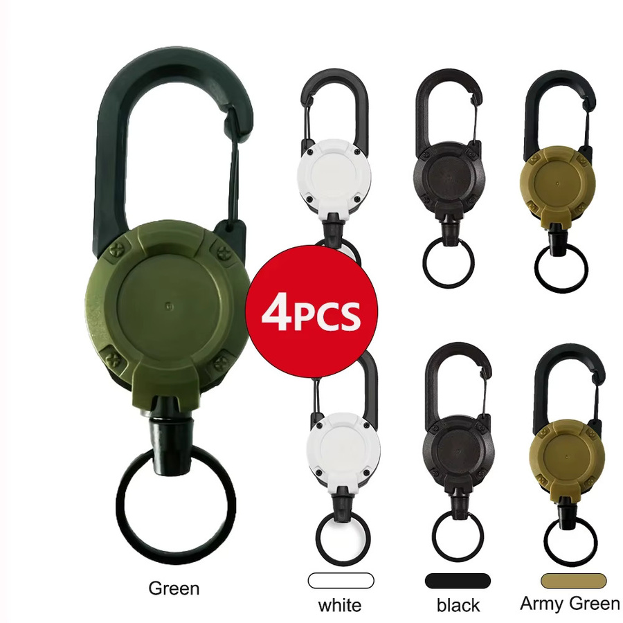 Robuste ausziehbare Schlüsselanhänger mit Karabiner und Clip-Halterung in Schwarz für Herren und Outdoor-Taschen - Bild 6