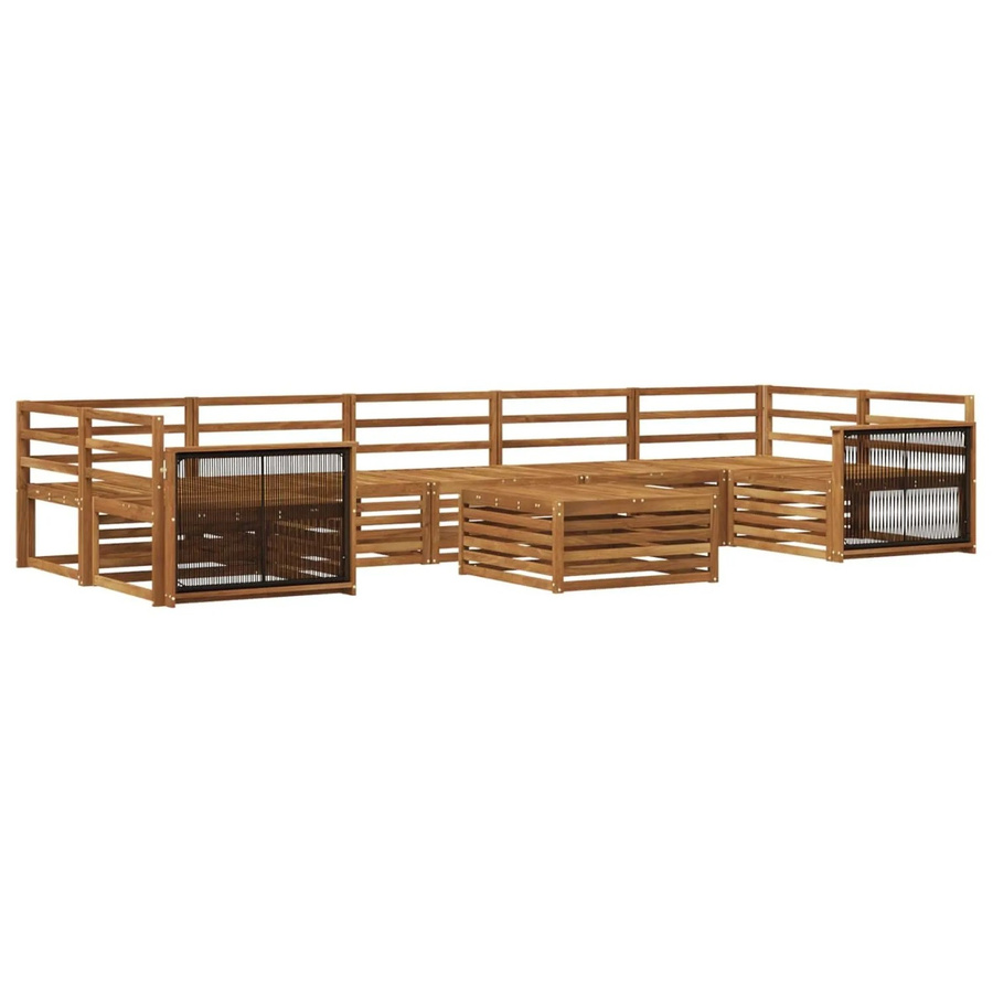 vidaXL Outdoor-Sofagarnitur aus Massivholz Akazie in Natur Braun, 8-teiliges Set mit Tisch und L-Form Design - Bild 2