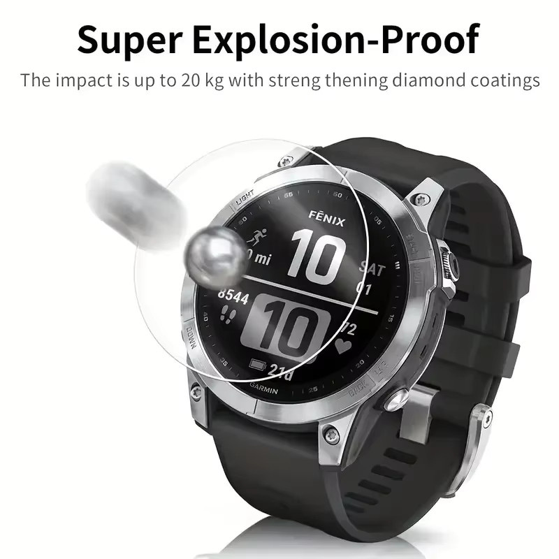 2er-Set Gehärtetes Glas Displayschutzfolie für Garmin Fenix 6, 6S, 6X sowie Fenix 7, 7S, 7x Sapphire und 7x Solar, Transparent - Bild 2