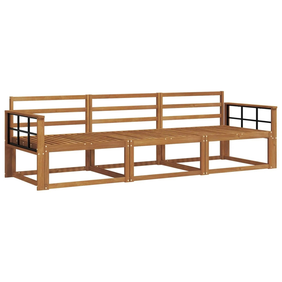 vidaXL Outdoor-Sofagarnitur 3-teilig aus Massivholz Akazie in Braun mit Lamellen-Design - Bild 2