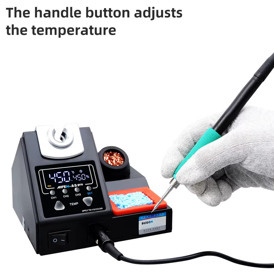AIFEN A5 Pro Lötstation mit LCD Digital Display, kompatibel mit Lötkolbenspitzen 210/245/115, Farbe: Schwarz - Bild 5