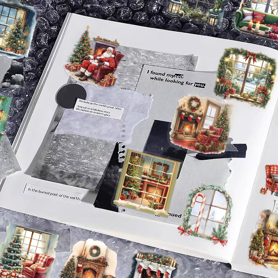 50 Stück Weihnachts-Aufkleber mit Aquarell-Szenen in Multicolour für Tagebuch und Dekoration - Bild 5