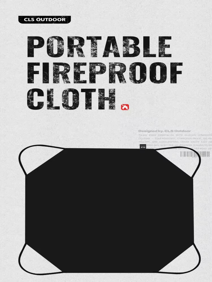 CLS Outdoor Camping Achteckige Hitzebeständige Grill-Isoliermatte mit Silikonbeschichtung in Schwarz inklusive Tasche - Bild 5