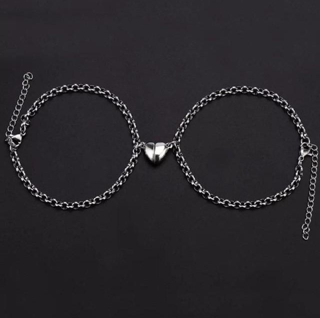 YIRAN Jewelry Armband, Messing, Silber, Herz, Magnet, Unisex - Bild 1