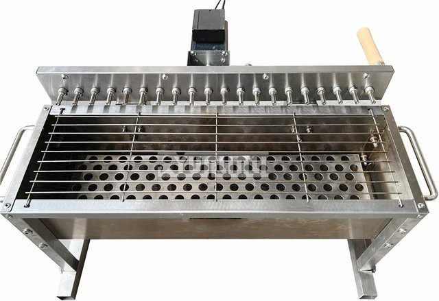 YunlinLi Automatischer Rotationsgrill für Camping und Outdoor, Churrasqueira Barbecue Mangal, Silber - Bild 1