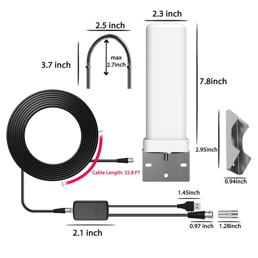 FUYUMY HDTV TV-Antenne für Outdoor mit 35dBi Signalverstärker und 10m Kabel in Schwarz oder Weiß - Bild 4