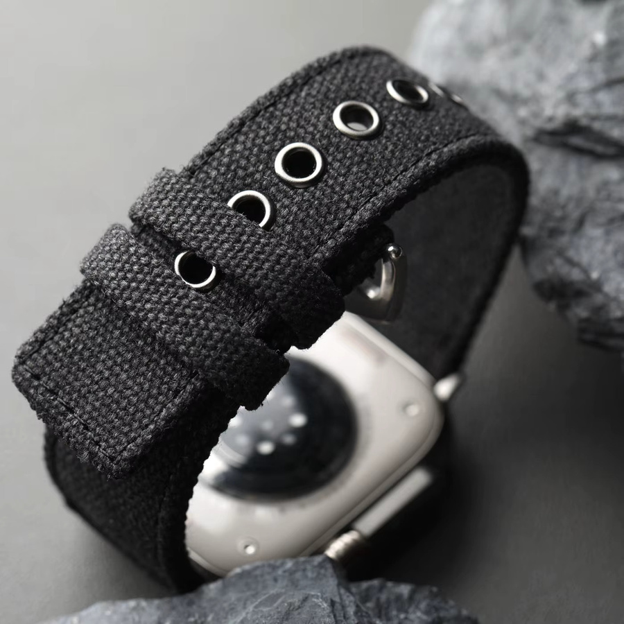 Raystray Uhrenarmband Canvas, Schwarz, Herren, kompatibel mit Apple Watch - Bild 3