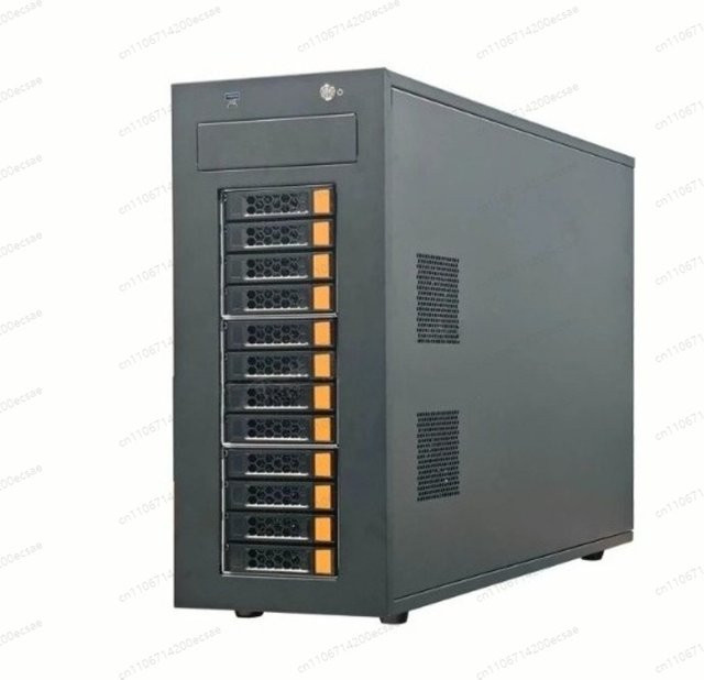 12-Bay Hot-Swap-Servergehäuse in Schwarz für ATX-Motherboards, NAS-Speichergehäuse für Netzwerk-Daten und Industrie-PC-Steuerung - Bild 1