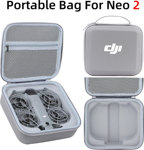 Stoßfeste Tragetasche für DJI Neo 2 Drohne und Fernbedienung in Grau - Bild 1