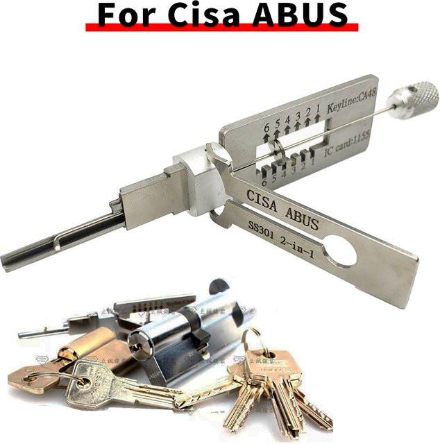 Lishi Style 2in1 SS301 Zivile Schlosskern-Öffnungswerkzeuge für CISA und ABUS in Silber - Bild 1