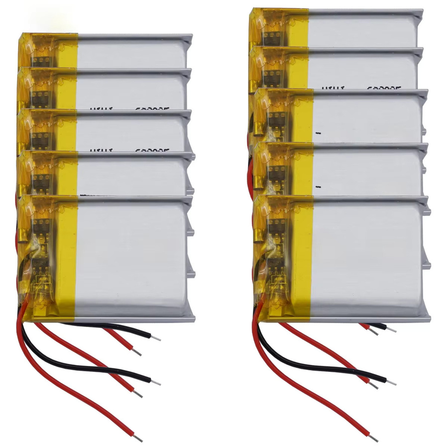10er Set XINJ Wiederaufladbare Li-Ion Ersatz Lipo Batterie 3,7 V 250mAh 0,92Wh in Silber für Uhren, Navigationsgeräte, Bluetooth Lautsprecher und LED Recorder (Modell 602025) - Bild 1