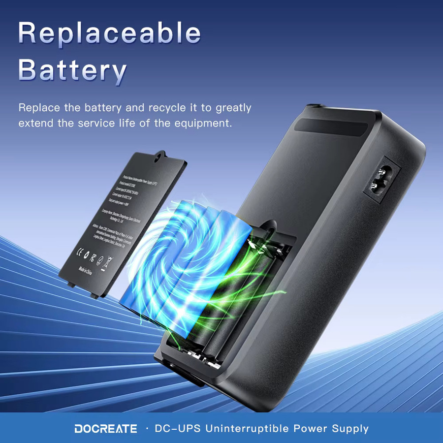 DC1036L Digitale USV Unterbrechungsfreie Stromversorgungsbox 36 W Multi-Ausgang 5 V/9 V/12 V/15 V/24 V für Router und Heimgeräte, Schwarz, ohne Batterie - Bild 5