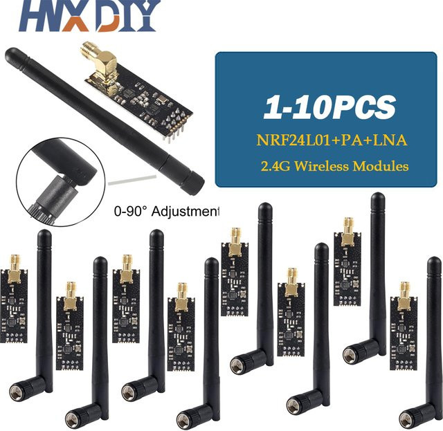 NRF24L01+PA+LNA 2,4 GHz Wireless-Module mit Antenne für eine Reichweite von bis zu 1100 Metern in Schwarz - Bild 1