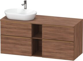 Duravit Waschtischunterschrank D-Neo in Weiß und Braun, Wandmontage mit Schubladen und offenen Regalfächern, Breite: 140 cm, Tiefe: 55 cm, Höhe: 66,4 cm - Bild 1