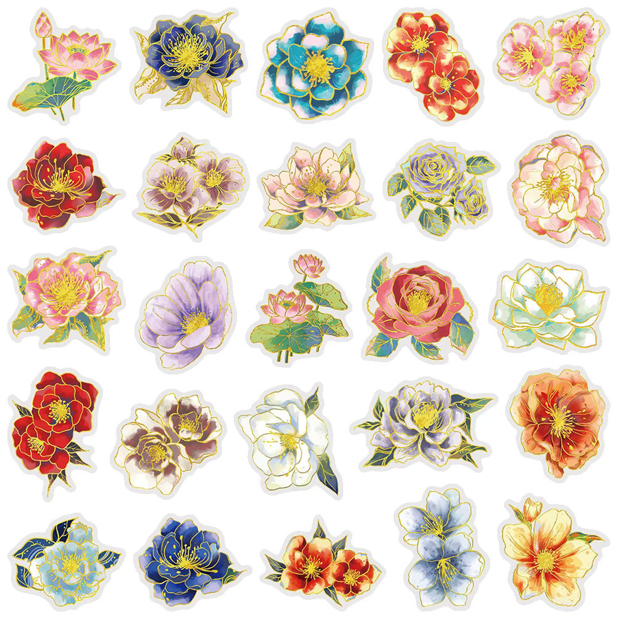 Rspctou Cartoon Gold Blumen Aufkleber Set für DIY Dekoration von Notebook und Telefon in Multicolour - Bild 2