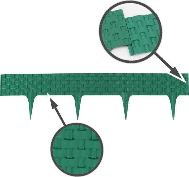 Aquagart Rasenkante Rattanoptik in Grün aus Kunststoff als flexible Beeteinfassung für Beet- und Rasenabgrenzungen, Höhe: 8 cm, Länge: 80 cm - Bild 2