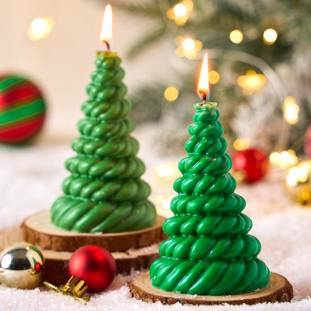 UDOCOOL 3D Weihnachtsbaum Ornament Silikon Form in Grün für handgemachte Seife, Gips oder Harz zur Weihnachtsdekoration - Bild 1
