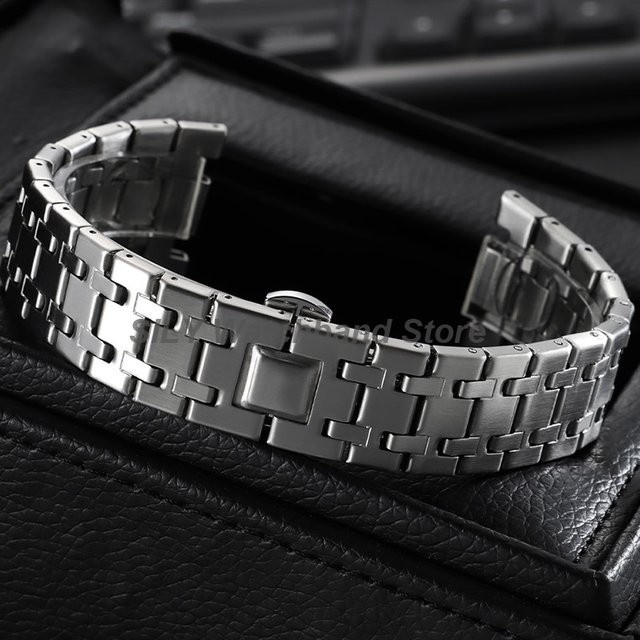 Uhrenarmband Edelstahl, Faltschließe, 26mm, Silber, Unisex - Bild 1