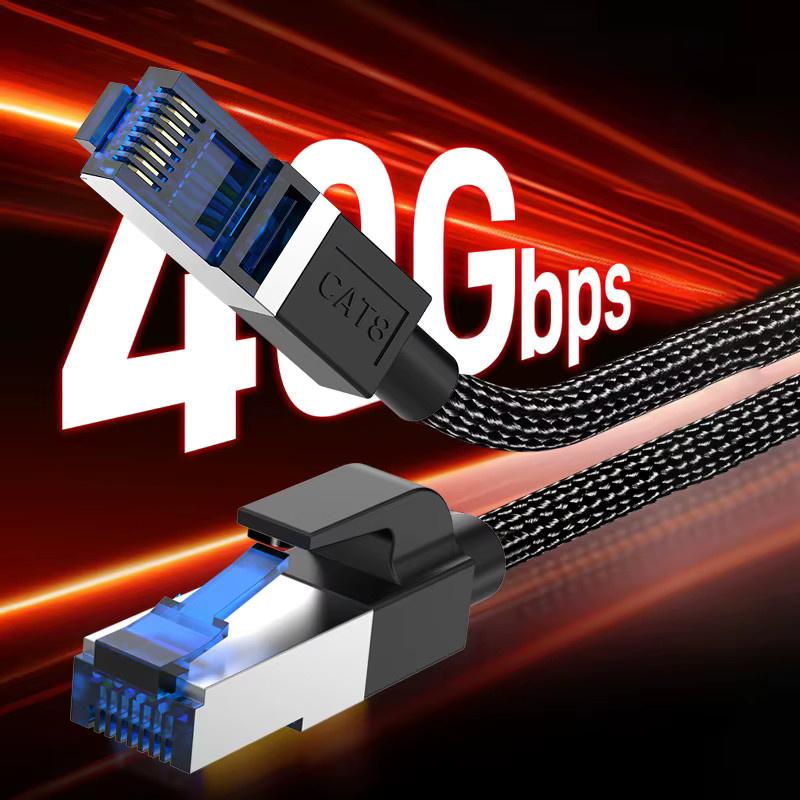 CYANMI Cat 8 Ethernet-Kabel, hochgeschwindigkeitsgeflochtenes LAN-Kabel mit 40 Gbit/s und 2000 MHz, Farbe: Schwarz, Länge: 30,48 m - Bild 2
