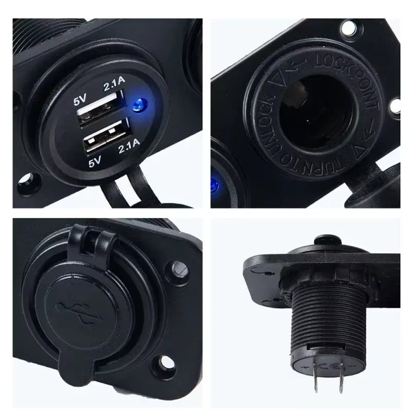 kebidumei Dual USB Zigarettenanzüger Splitter 12V Ladegerät Power Adapter für Auto Boot Motorrad und Marine in Schwarz - Bild 4