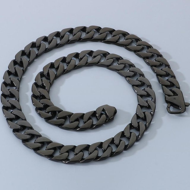 TrustyLan Jewelry Panzerkette, 50 cm, 316L Edelstahl, schwarz, Herren - Bild 1
