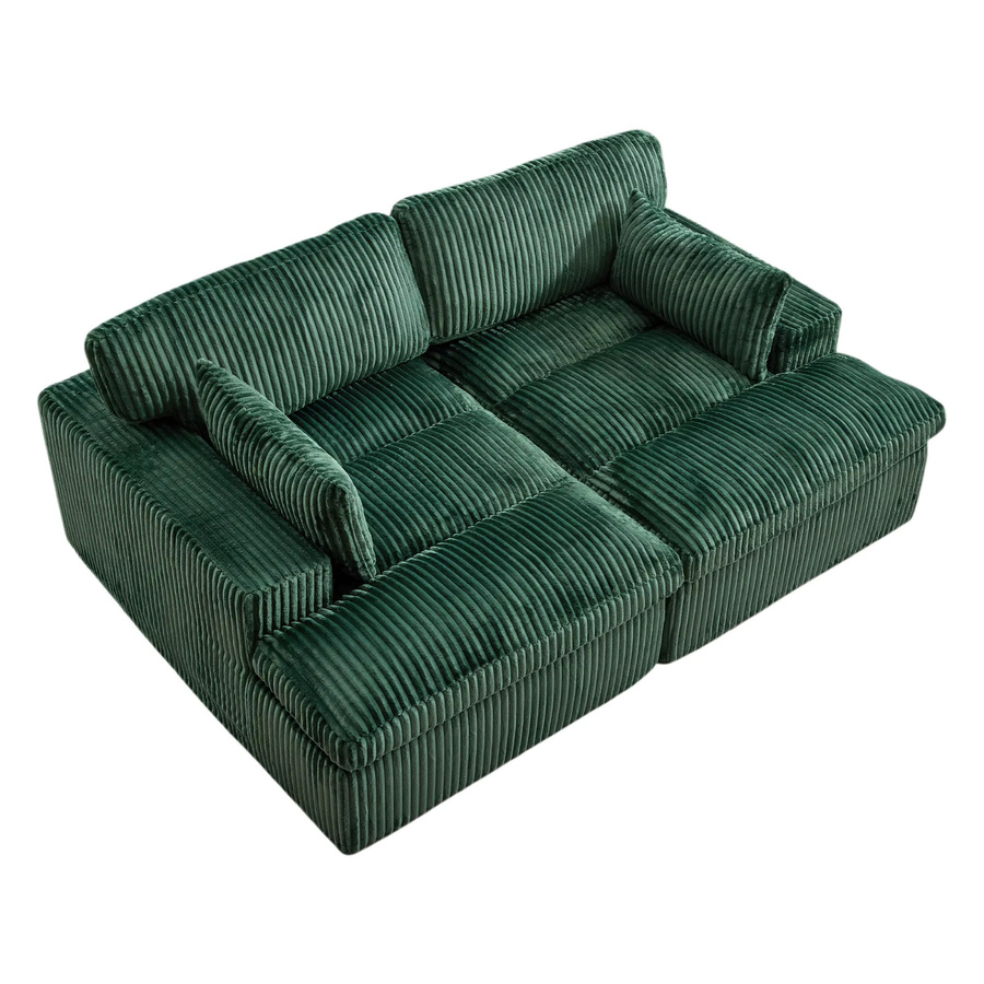 Vankel Modernes 2-Sitzer Modulsofa aus Cord in Grün und Beige mit ergonomischem Design - Bild 8