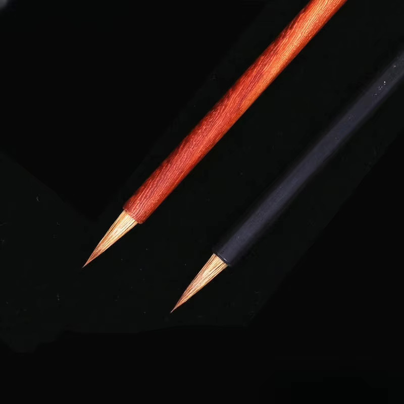 Wolfhaar-Kalligrafiepinsel mit Griff aus Ebenholz, Rosenholz oder Wenge in Braun für Kalligrafie und Sutra-Kopieren - Bild 2