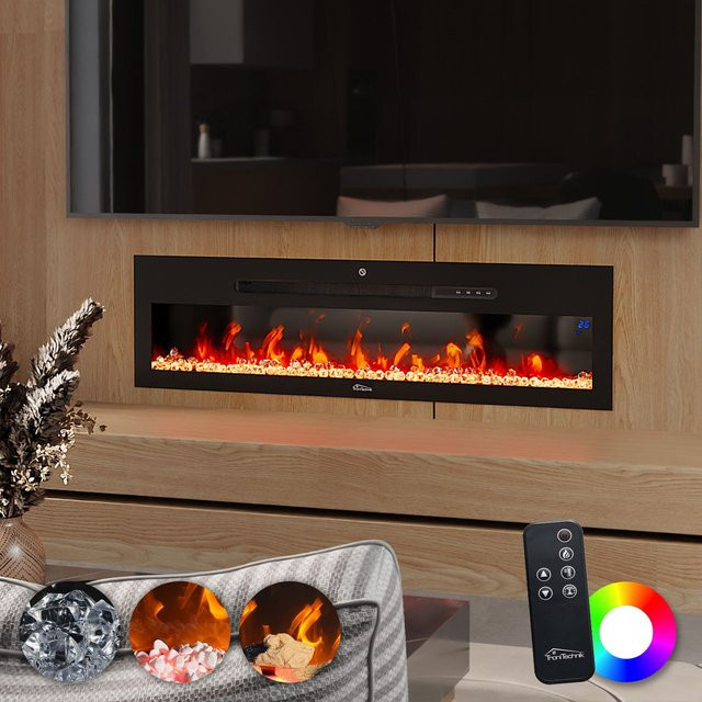 Tronitechnik Panorama Elektrokamin Schwarz mit LED Flammeneffekt und App-Steuerung, B: 127 cm - Bild 2