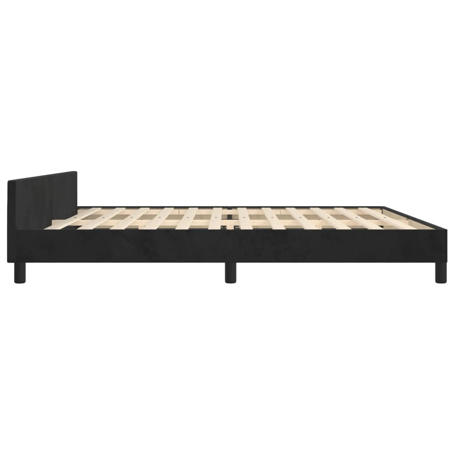 vidaXL Bettgestell mit Kopfteil aus Samt in Schwarz, B/T: 200 x 200 cm - Bild 4