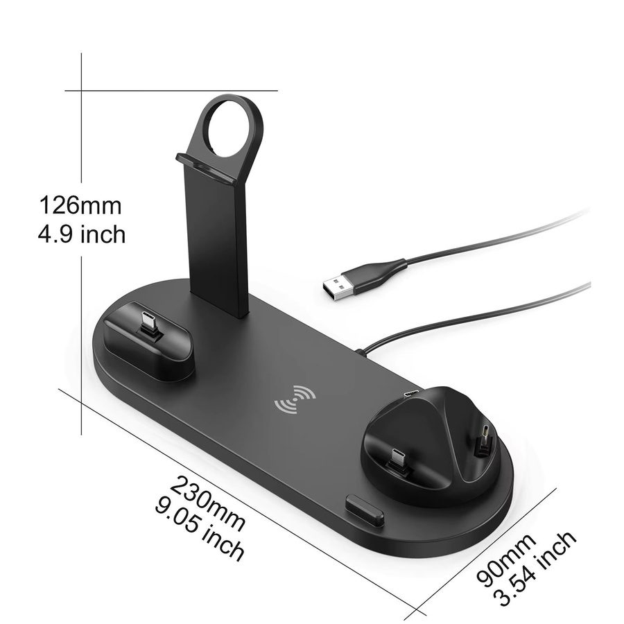 PDKUAI 7-in-1 kabellose Ladestation mit Ständer für iPhone 16 15 14 13 Pro Max, Apple Watch und AirPods Pro in Schwarz - Bild 3