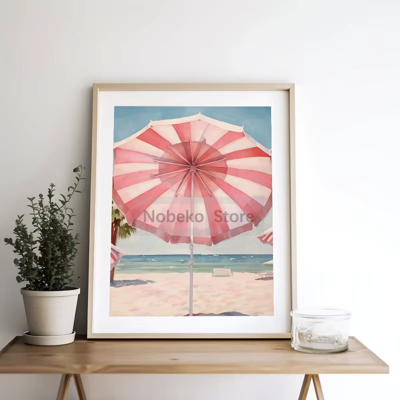 Potdemiel Abstrakte Meereslandschaft Leinwand als Aquarell-Poster mit Ozean- und Muschel-Motiv in Mehrfarbig - Bild 2