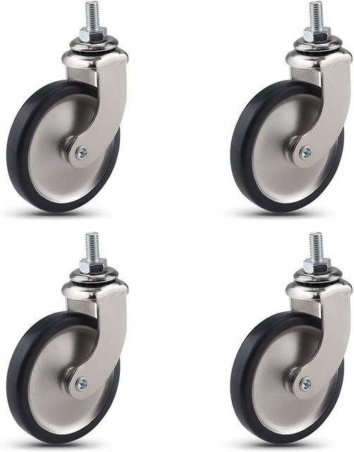 Binchi Outdoor Equipment 3-Zoll-Lenkrollen mit Bremse und 8 x 15 Gewinde in Silber für Trolleys mit einer Tragkraft von 72,5 kg - Bild 1