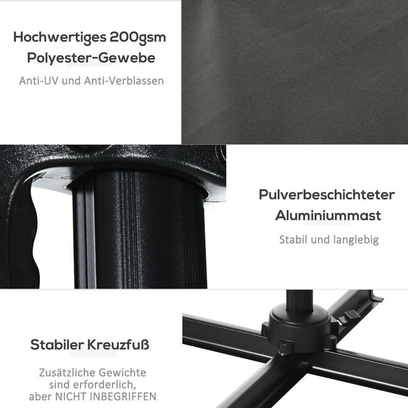 Outsunny Sonnenschirm aus Aluminium und Polyester in Grau, B/T/H: 245 x 245 x 245 cm - Bild 5