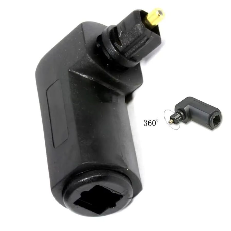 BSN Digitaler optischer Toslink Audio-Video-Kabel-Adapter, 90-Grad-Stecker auf Buchse, Schwarz - Bild 3