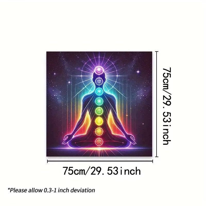 VIKAMA Spiritueller Sieben-Chakra-Wandteppich in Multicolour für Yoga und Meditation, Boho Wandbehang für dein Zuhause, Breite: 60 cm, Höhe: 40 cm - Bild 2