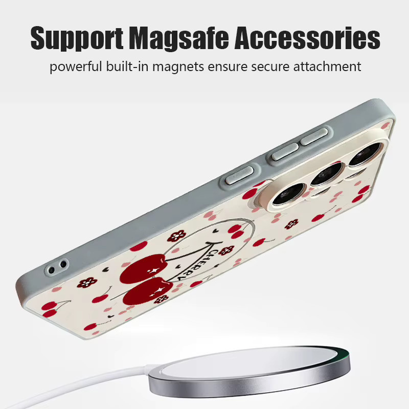 Magnetische Handyhülle mit Kirschmuster für Samsung Galaxy S26 S25 S24 S23 S22 Ultra Edge FE A56 A37 A16 A55 A36 A17 in Blau - Bild 2