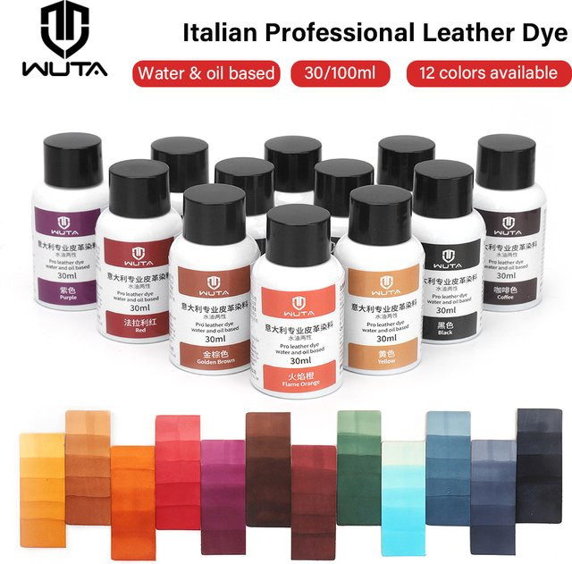 WUTA Italien Pro Lederfarbe Gold, Wasser- und Ölbasiert, Permanente Farbe für DIY-Färbungen von unbeschichtetem Leder, 30 ml - Bild 1