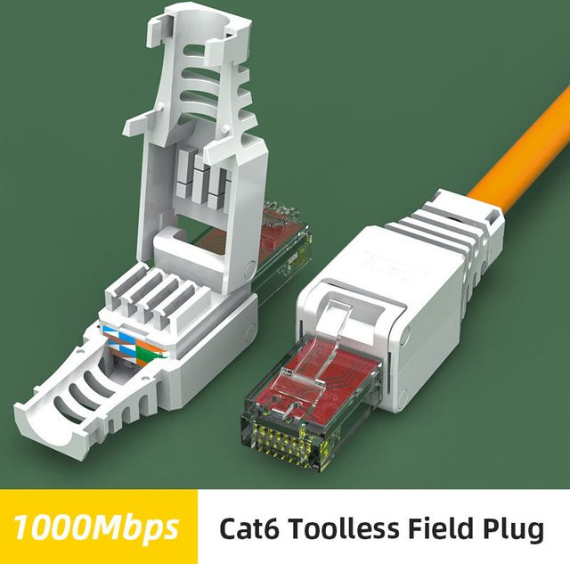 ZoeRax 2 Stück RJ45 CAT6 Ethernet-Abschlussstecker für LAN-Kabel in Weiß, werkzeuglose Installation - Bild 1