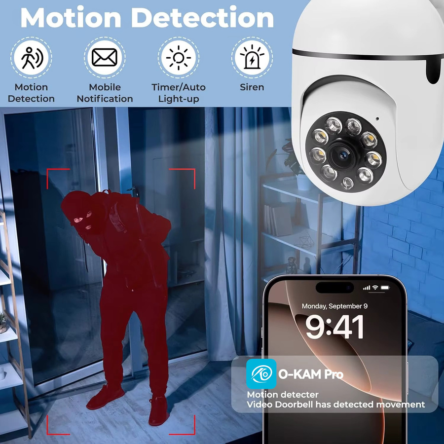 PEGATAH O-Kam Pro WLAN IP Sicherheitskamera mit 5MP Auflösung, PTZ, 5-fach Zoom, Tracking, Zwei-Wege-Audio und HD-Nachtsicht in Weiß - Bild 4