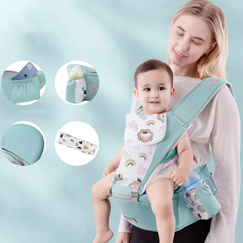 Ergonomische Babytrage für Neugeborene in Grau mit Hüftsitztrage und Känguru-Funktion für die vorderseitige Trageweise - Bild 1